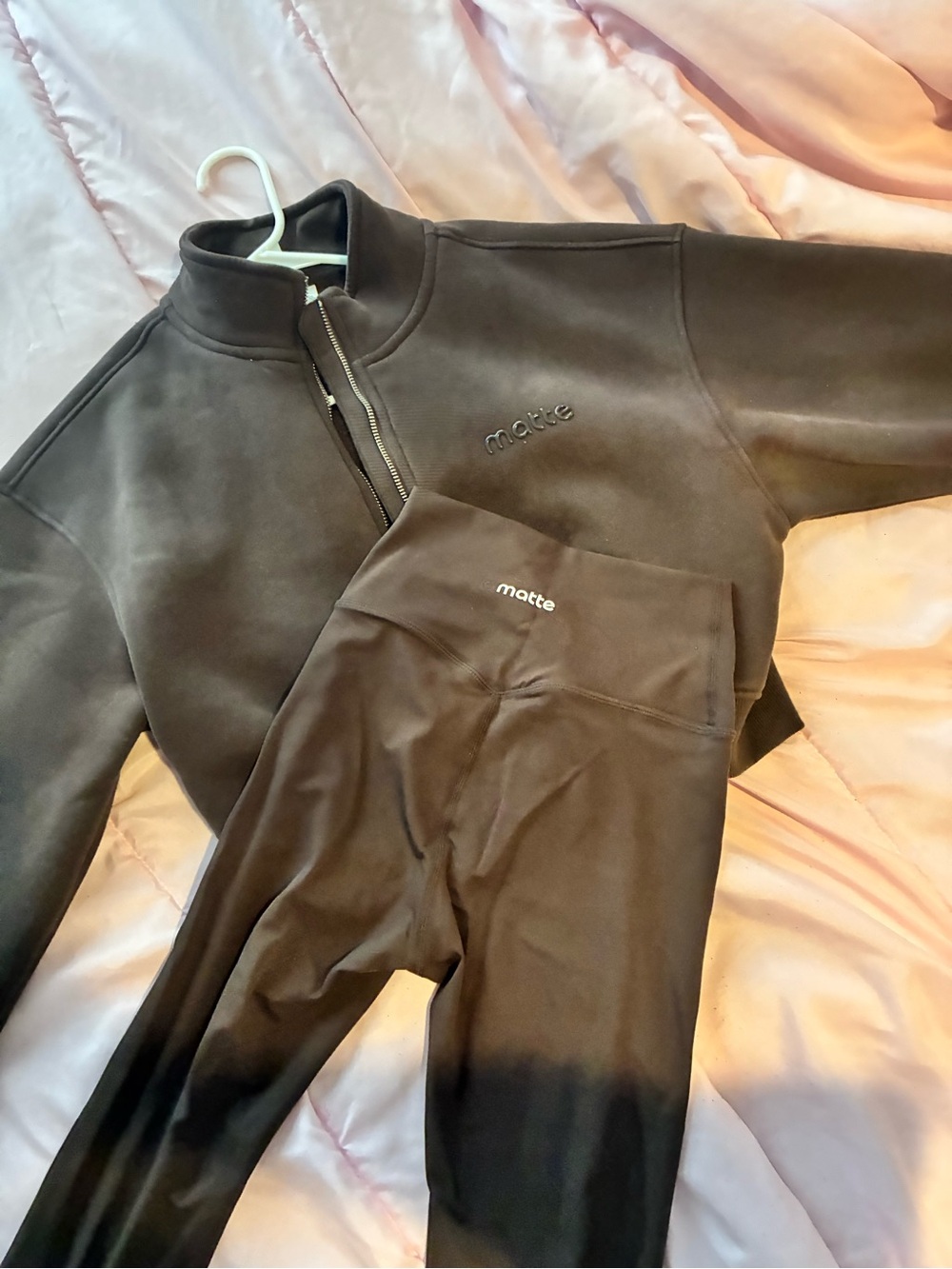 Mattel Black High-Waist Leggings with Matching Cropped Sweatshirt